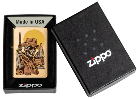 Zippo Lighter - Cowboy Skull Design 