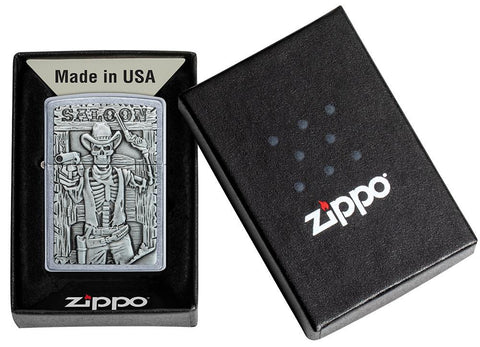 Zippo Lighter - Saloon Skull Emblem 