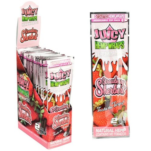 Juicy - Hemp Wraps - Strawberry Sherbert  - 25 Packs 