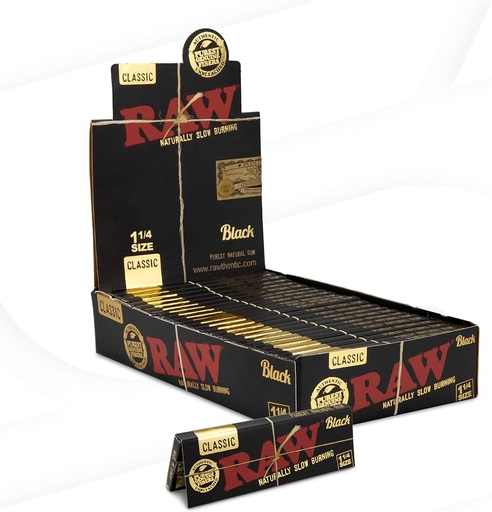 RAW - Black - Classic Papers - 1¼ Size - 24 Packs x 50 Leaves