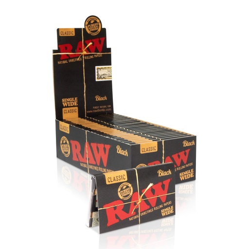 RAW - Black - Classic Papers - Single Wide - 25 Packs Per Box 