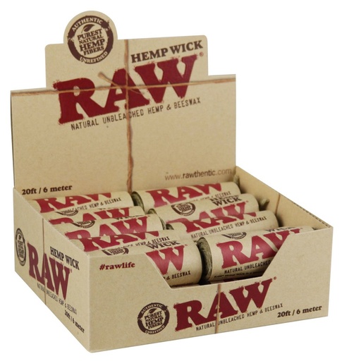 RAW - Hemp Wick - 20 ft/6 meters - 20 Rolls Per Box 