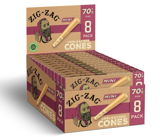 Zig-Zag - Mini Unbleached Cones - 70's Size - 8 Pack 