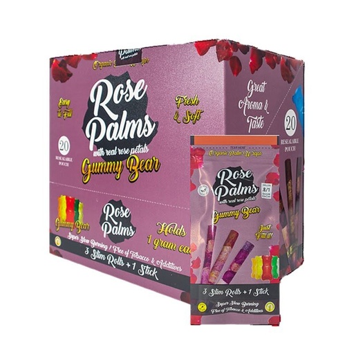 Rose Palms - 20 Pack/3 Slim Rolls - Gummy Bear 