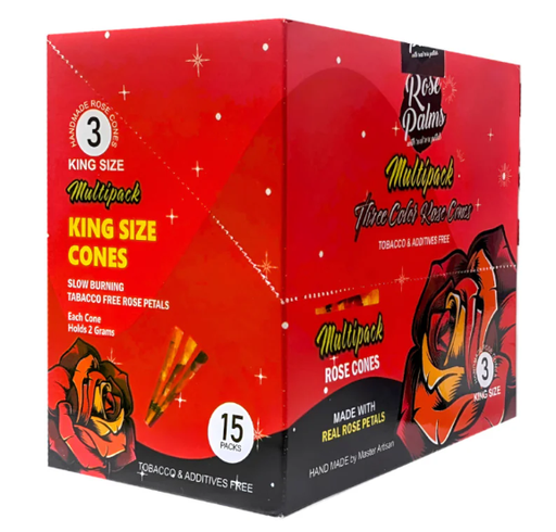 Rose Palms - 15 Pack/3 King Size Cones - Three Color Rose