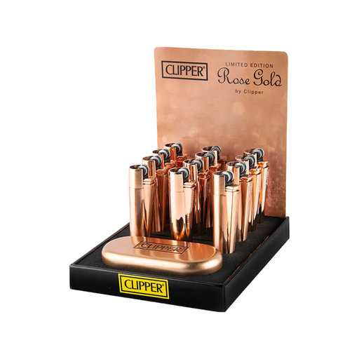 Clipper - Reusable - Rose Gold - 12 Lighters + 12 Gift Boxes 