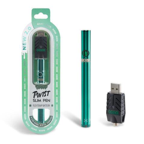 Ooze - Twist Slim Pen 2.0 - 320 mAh Flex Temp Battery - Aqua Teal