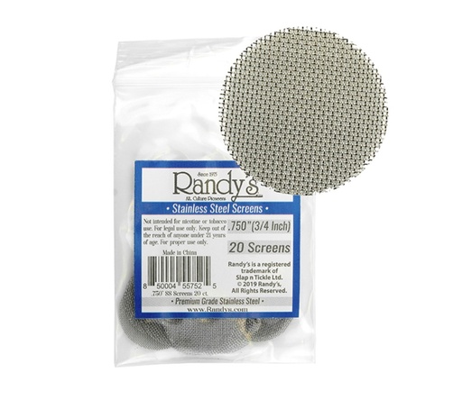 Randy's - Stainless Steel Screens - .75" (3/4 inch) - 36 Packs/20 Screens per Pack 