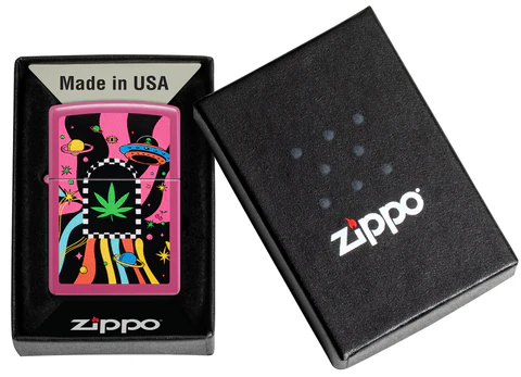 Zippo Lighter - Cannabis - Pink