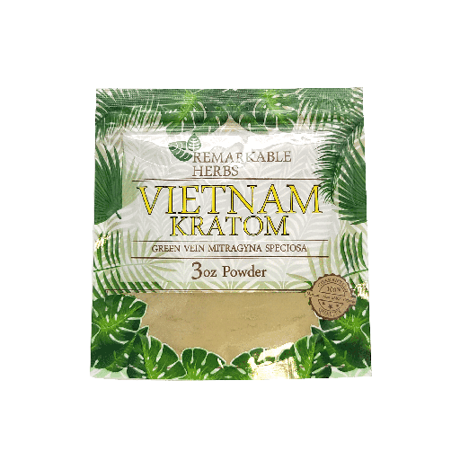 Remarkable Herbs - Green Vein Kratom Powder - Vietnam - 3oz