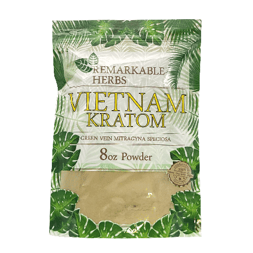 Remarkable Herbs - Green Vein Kratom Powder - Vietnam - 8oz