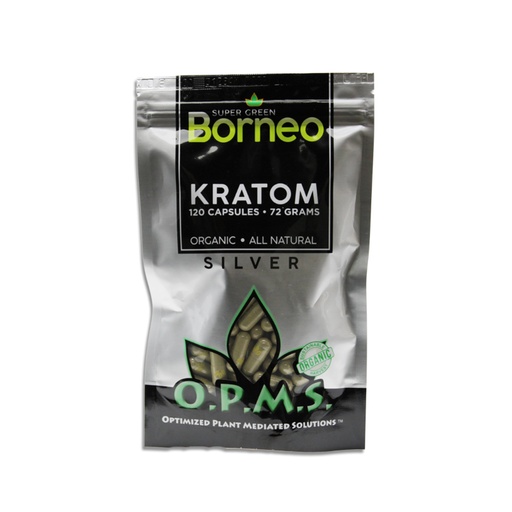 O.P.M.S. - Silver Super Green Borneo Kratom Capsules - 120 CT