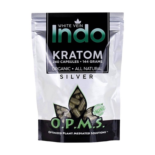 O.P.M.S. - Silver White Indo Kratom Capsules - 240 CT