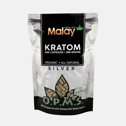 O.P.M.S. - Silver Green Malay Kratom Capsules - 240 CT