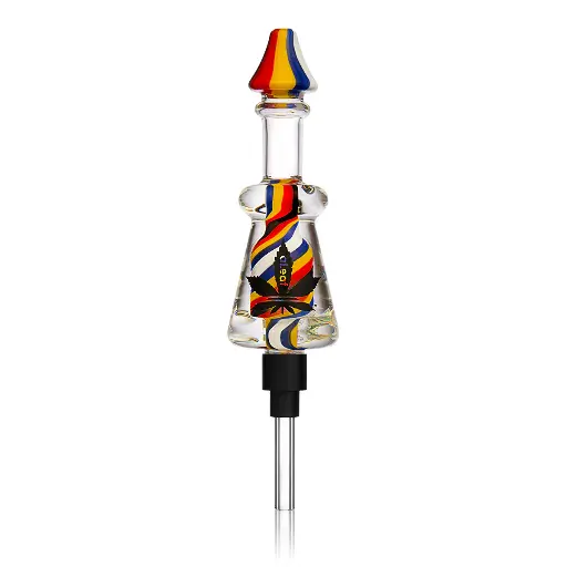 aLeaf - Glycerin Dab Straw w/ Dish Travel Kit - Dark Colors Swirl