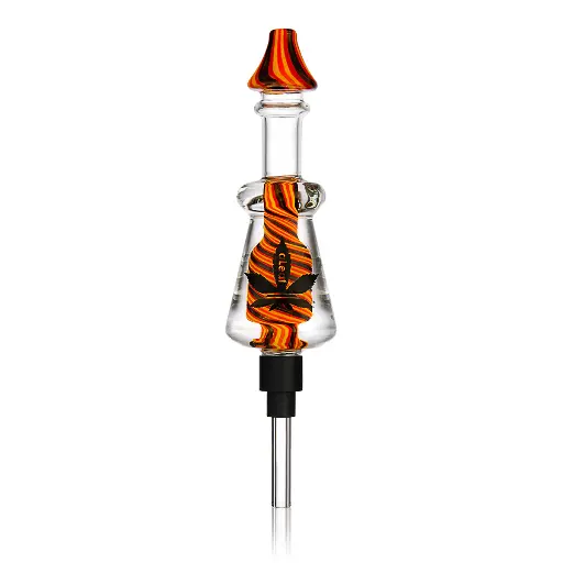 aLeaf- Glycerin Dab Straw w/ Dish Travel Kit - Orange Swirl