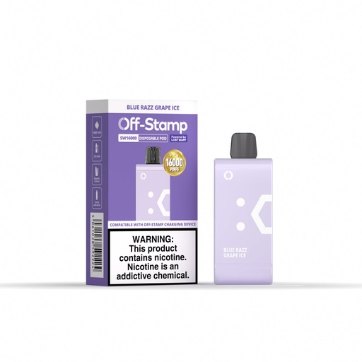 Off-Stamp - SW16000 - Blue Razz Grape Ice - Disposable Pod - 5 Pack