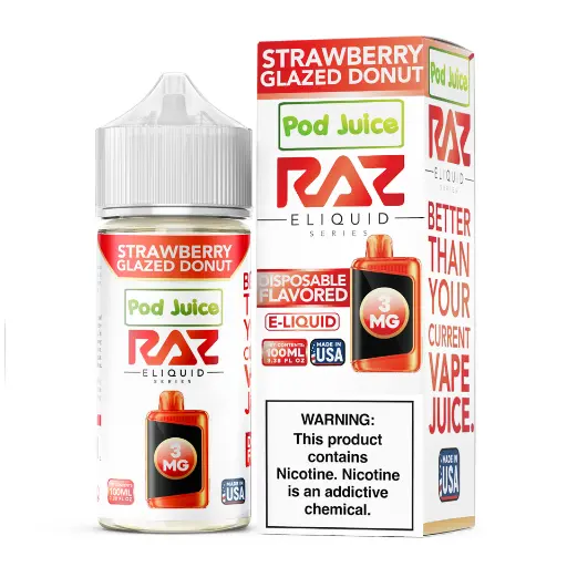 Pod Juice x RAZ Series - E-Liquid - Strawberry Glazed Donut - 0mg/100ml