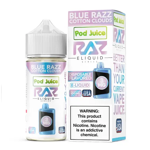 Pod Juice x RAZ Series - E-Liquid - Blue Razz Cotton Clouds - 3mg/100ml